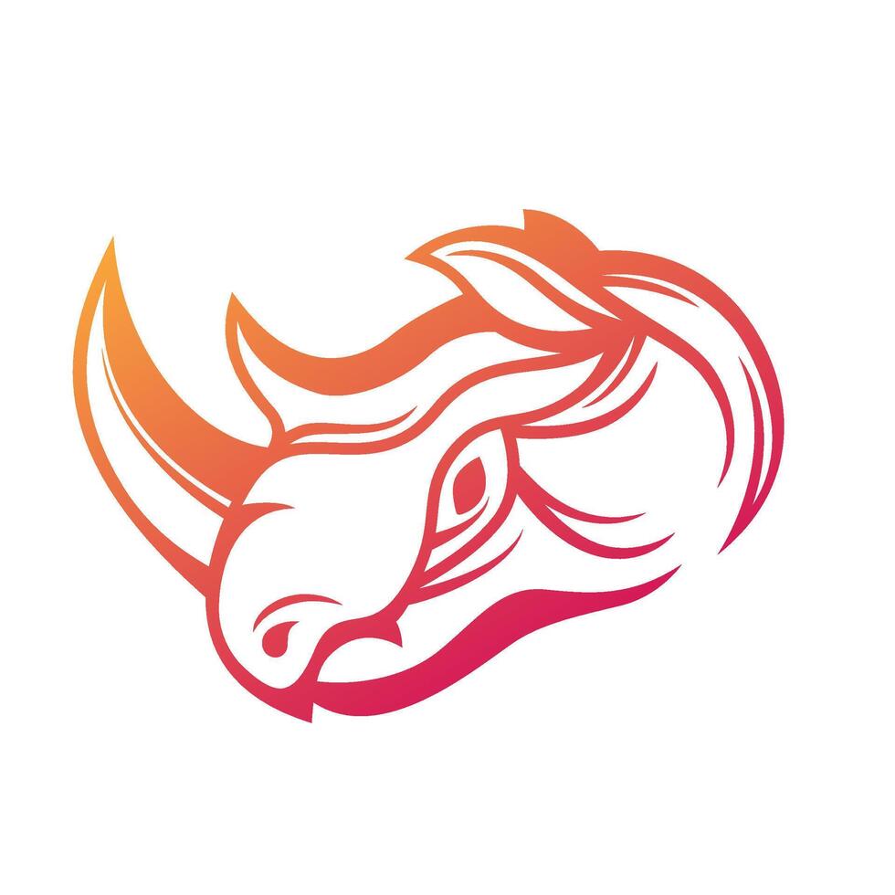 Rhino, outline of head, red over white vector