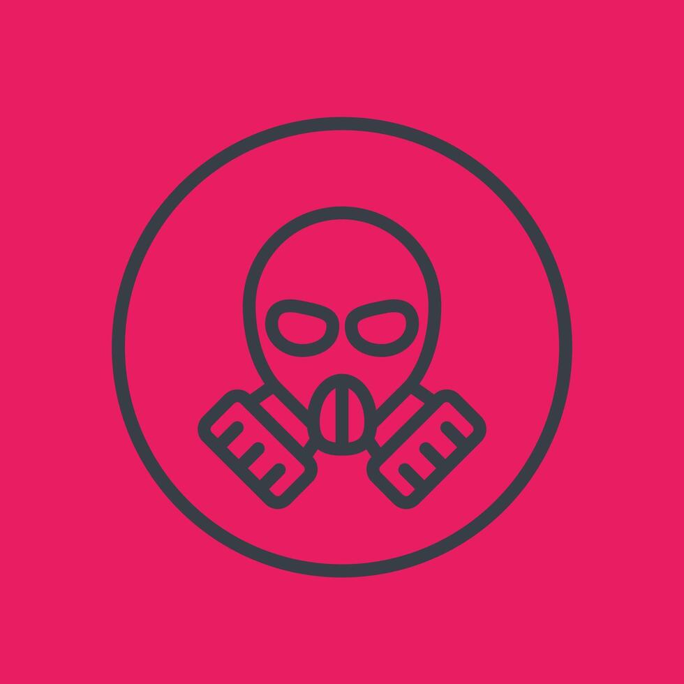 gas mask line icon in circle, illustration vector