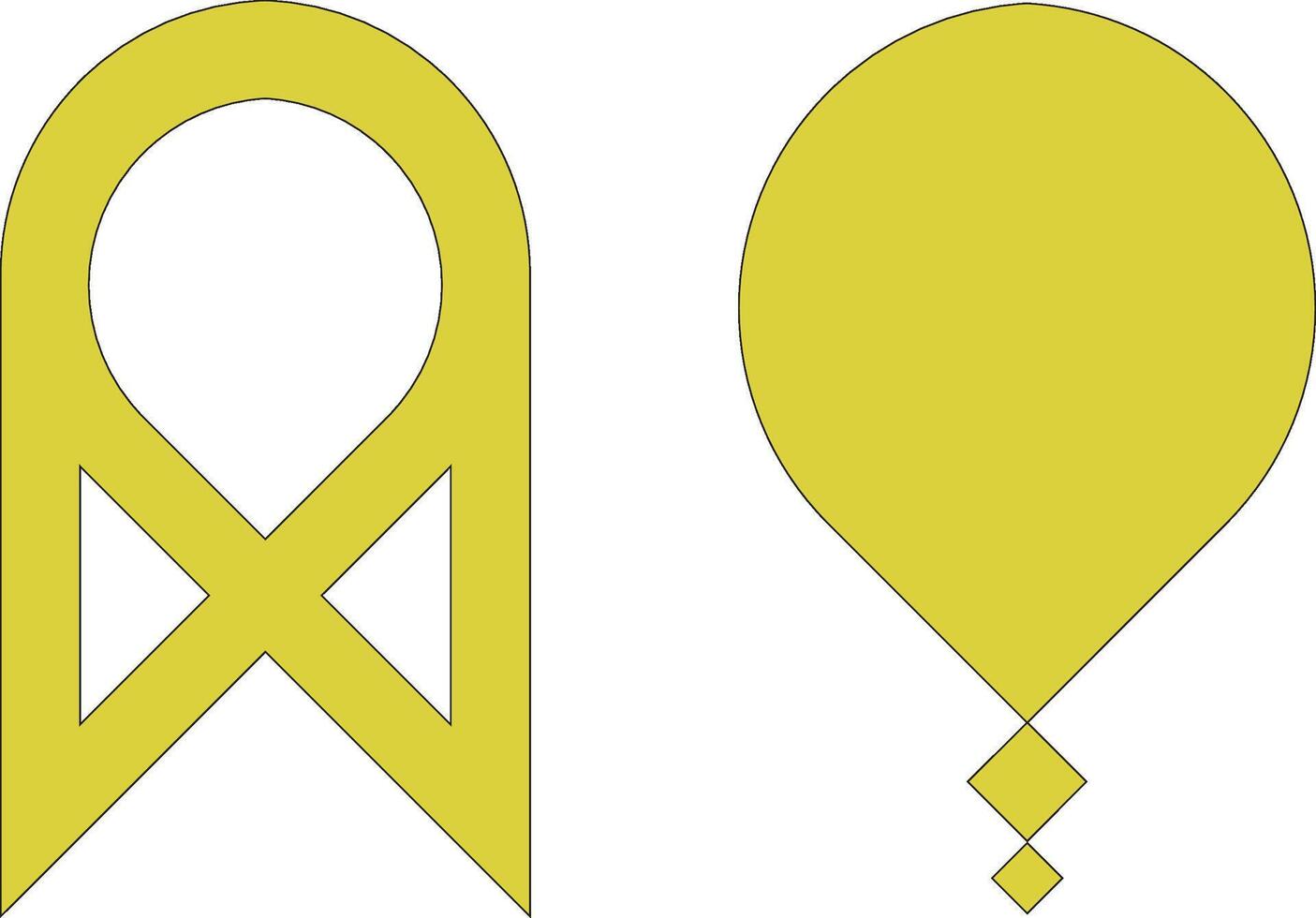 2 yellow ribbon icon vector