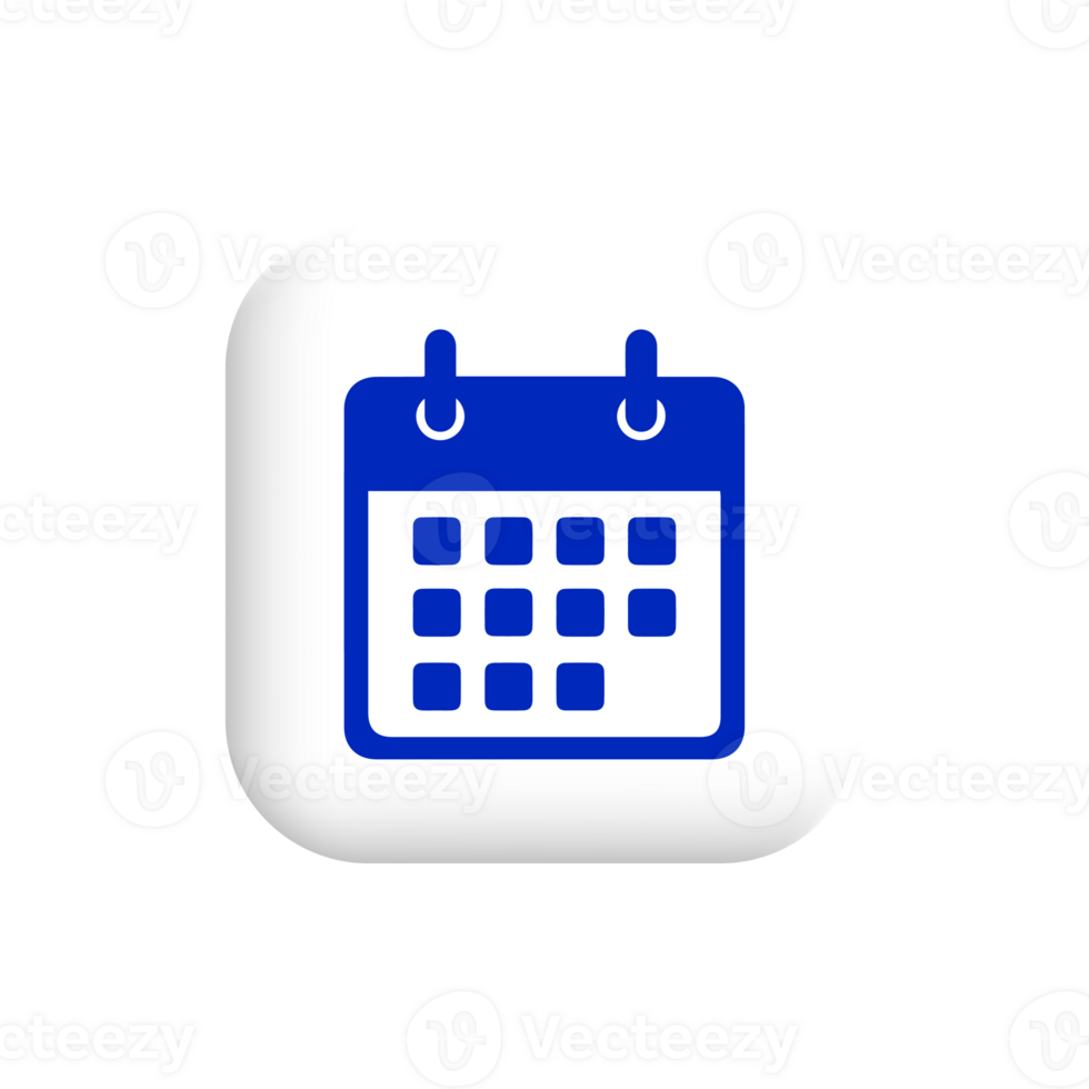 A blue calendar icon on a white shape png