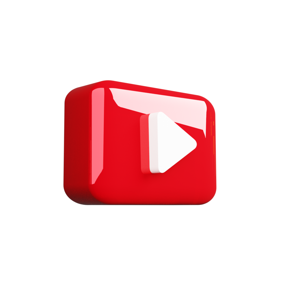 High Quality 3D YouTube Logo Visual Identity for Content Creators png