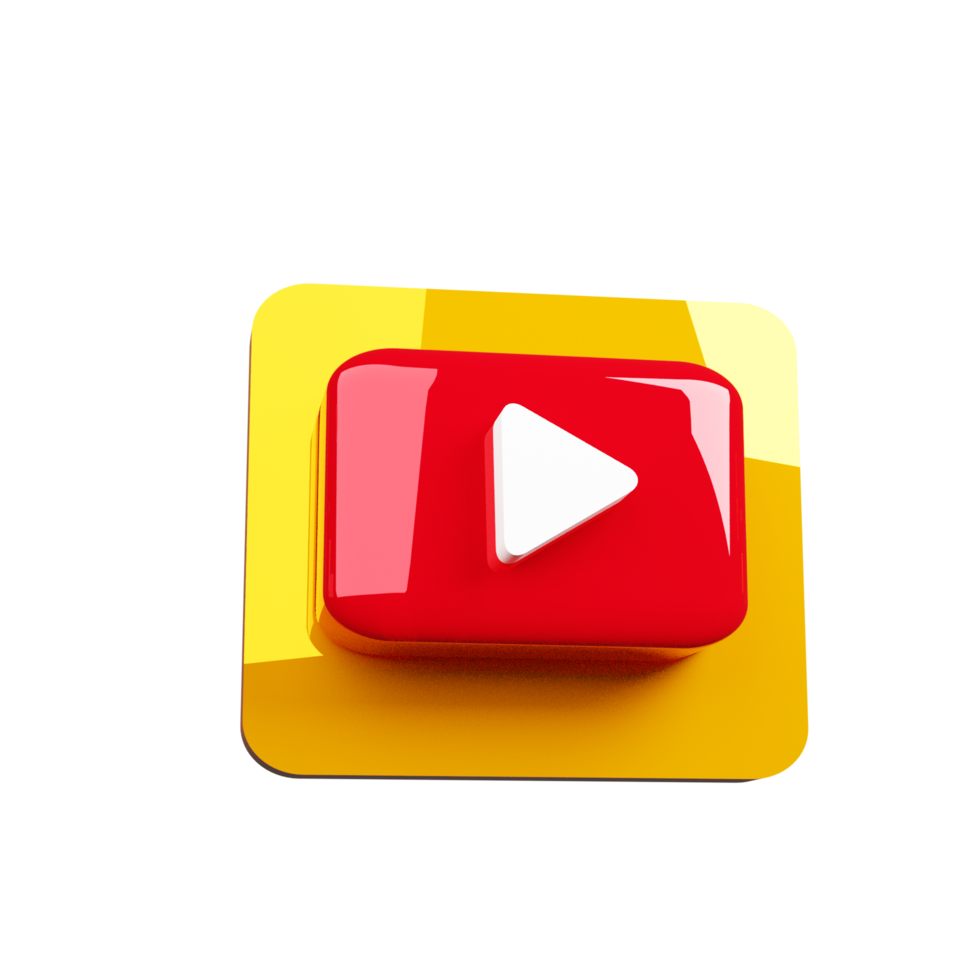 Digital YouTube Logo Icon in 3D render Entertainment and Content Creation Symbol png