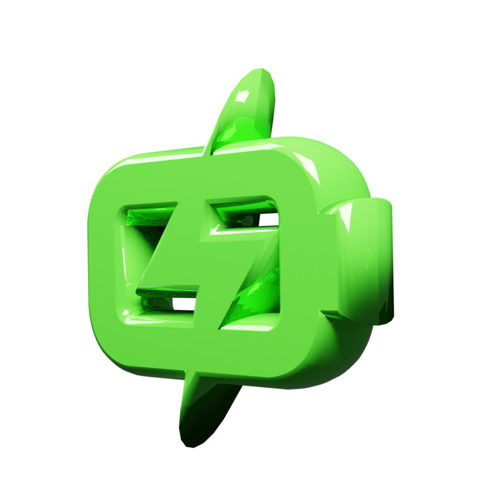 3D Render of Thunder Icon Power and Energy Symbol png