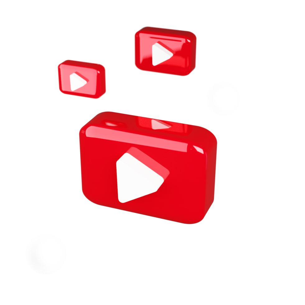 Modern 3D YouTube Logo for media Sharing and Streaming Services png