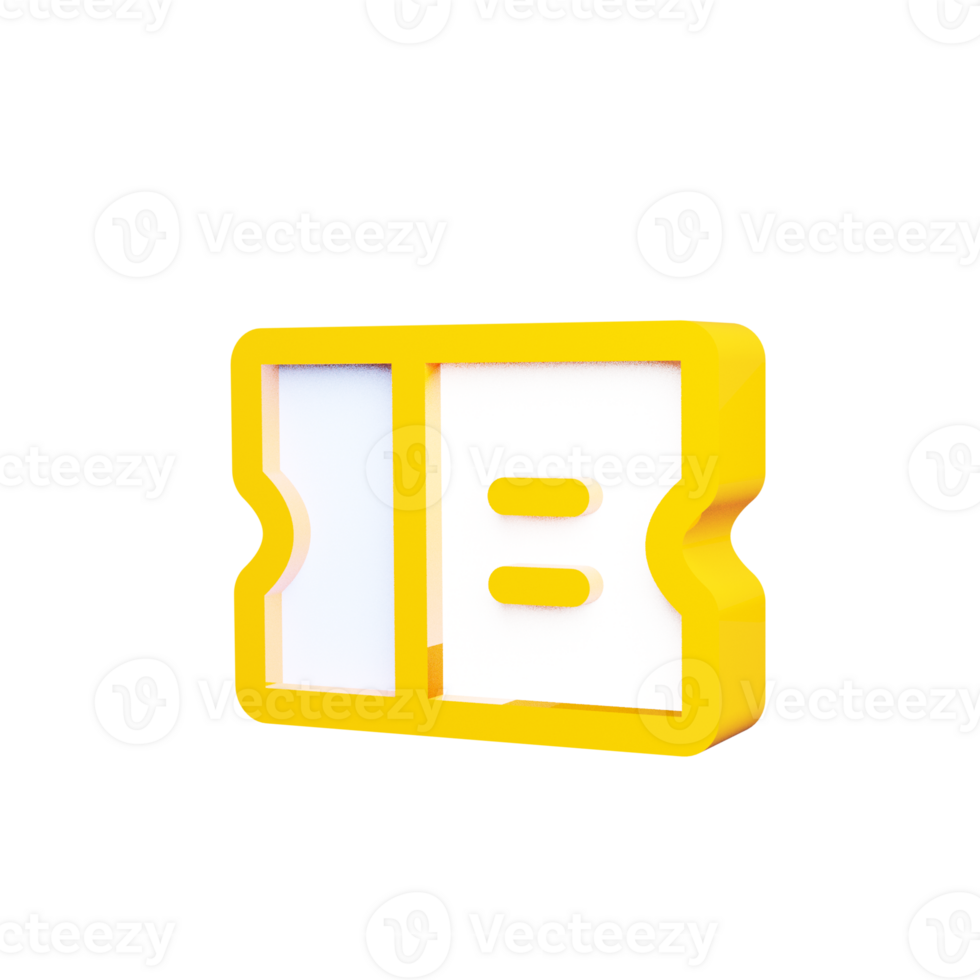 3D Render of Ticket Icon - Symbol of Admission and Entertainment png