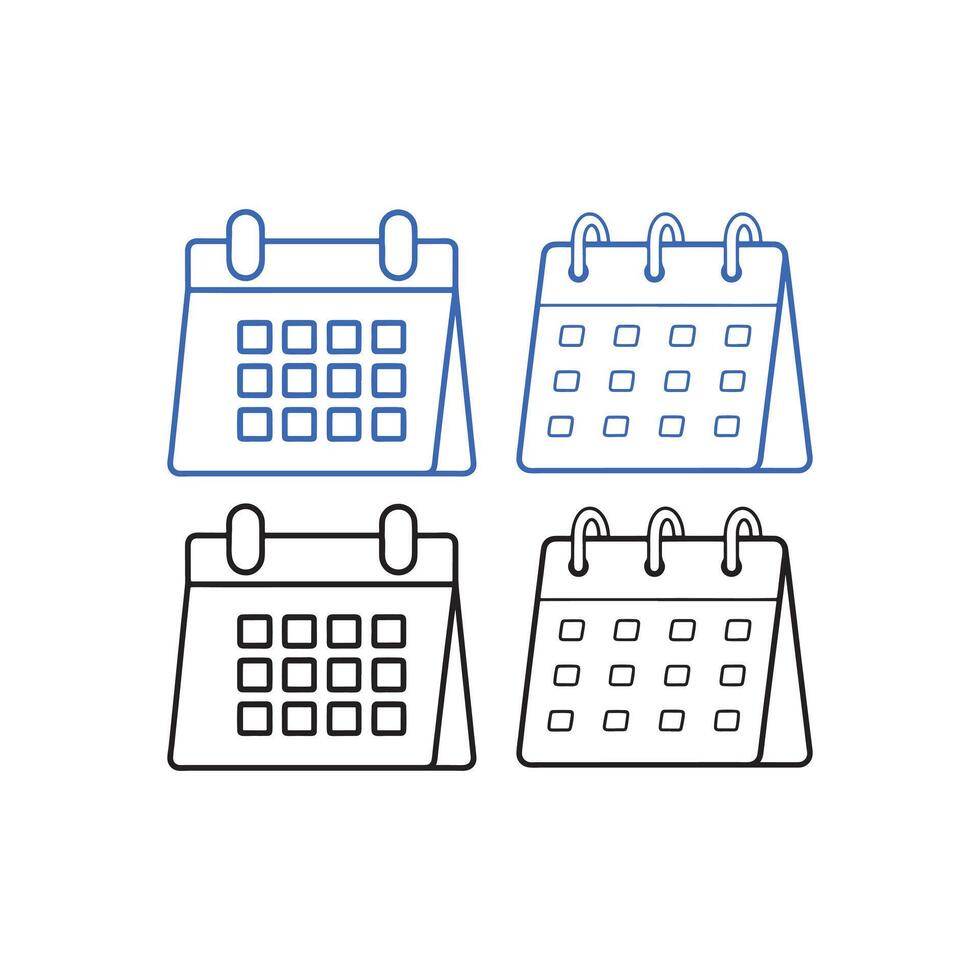 Calendar Icon collection. Meeting Deadlines icon. Time management. Reminder organizer event signs. Outline calendar different variations symbol. vector