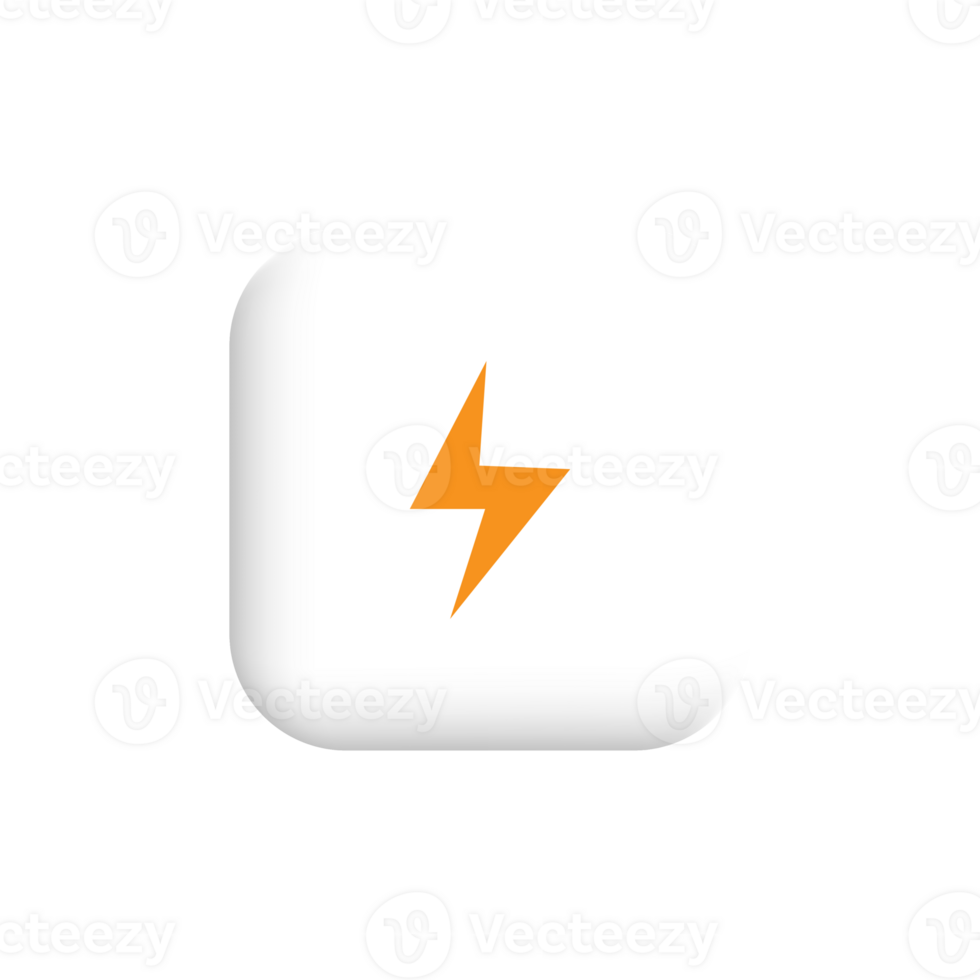 Thunder icon on white shape png
