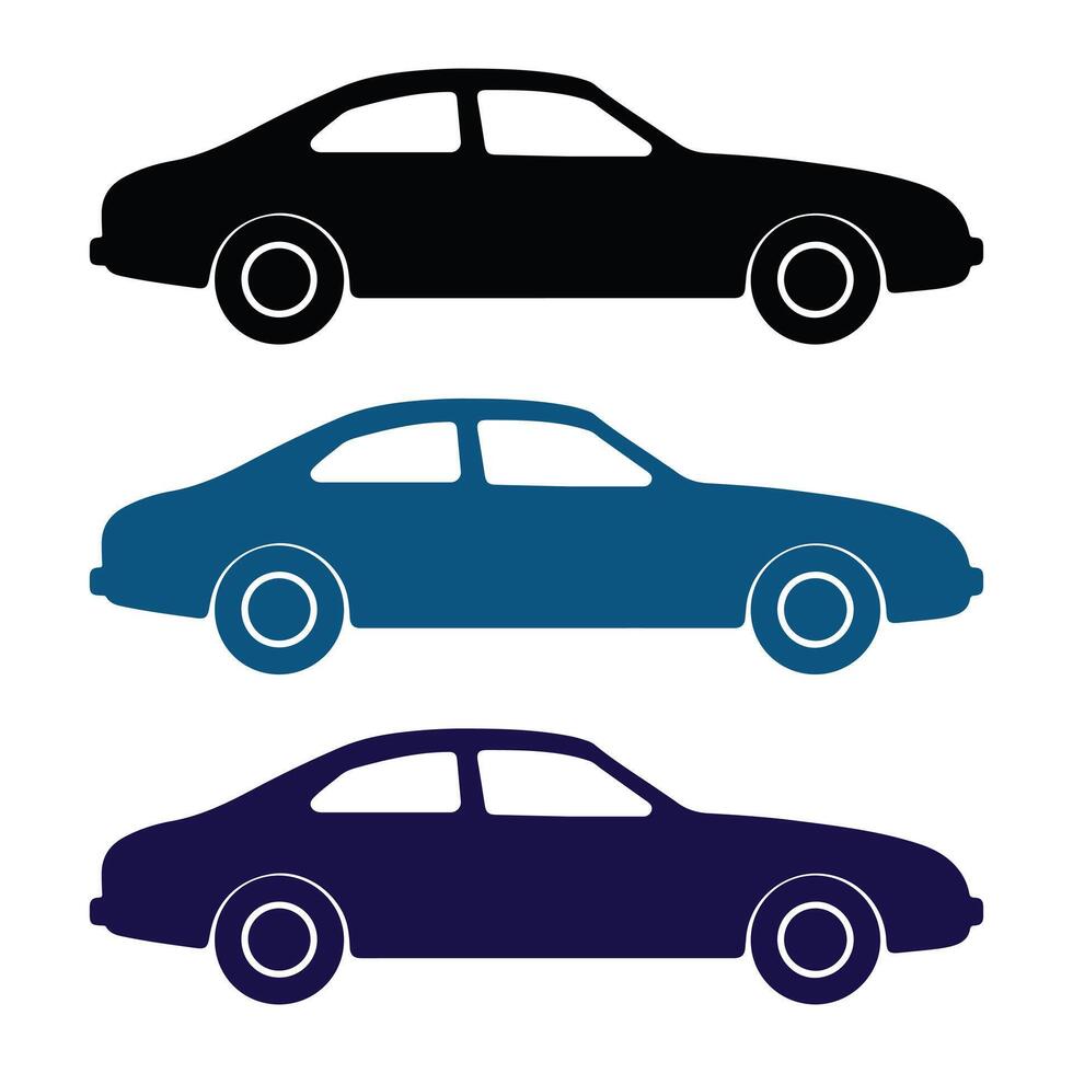 Car Silhouette on white background. Vehicle icons set. vector