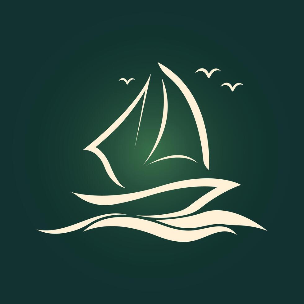 Sailboat boat trendy artwork handsome abstract illustration colorful practical design vector