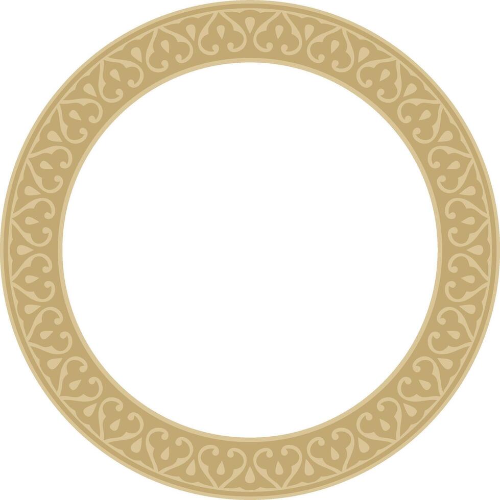 golden arabic national round ornament. Ethnic circle, frame, ring of eastern peoples. Persian painting. vector