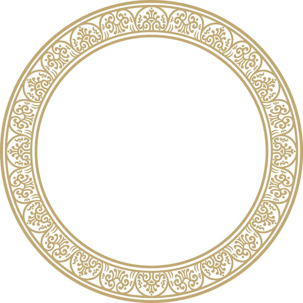 round gold border, frame, Pompeii ring. Circle Neopolitan ornament. Art of Ancient Rome. vector