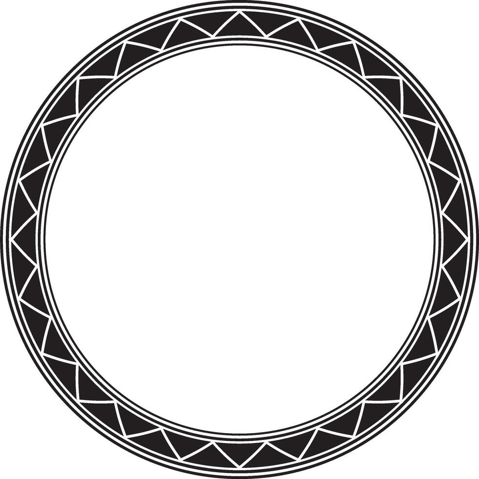 monochrome black round Yakut ornament. Endless circle, border, frame of the northern peoples of the Far East. vector