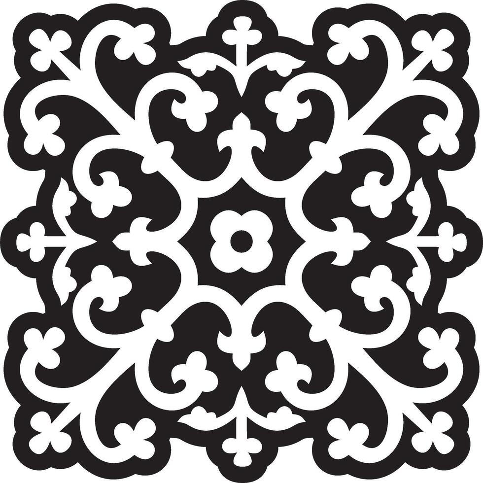 black monochrome gothic ornament, stencil. Medieval European art. Traditional patterns of Catholic cathedrals. vector