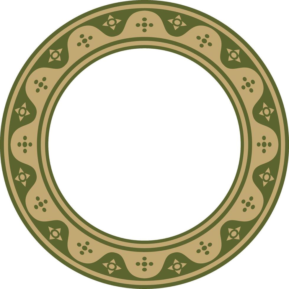 green with gold round gothic ornament. Medieval European circle, ring, border. Classic pattern of the Germans, Angles, Saxons, Franks. vector