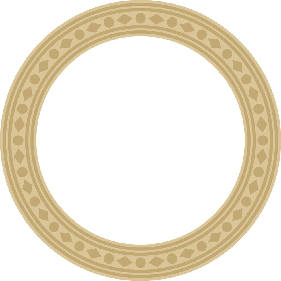 round gold ancient Russian ornament. Slavic border, frame. Circle, ring. Painting of the royal chambers. vector