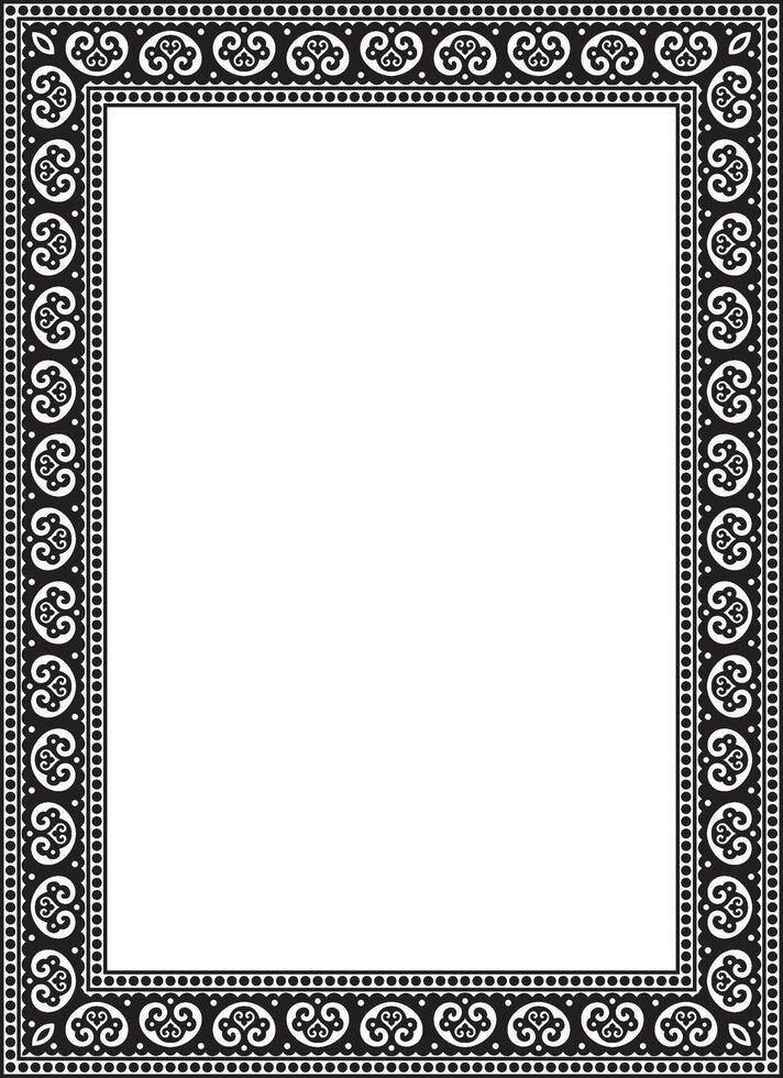 square black monochrome ancient Russian ornament. Slavic rectangle, border, frame. Painting of the royal chambers. vector