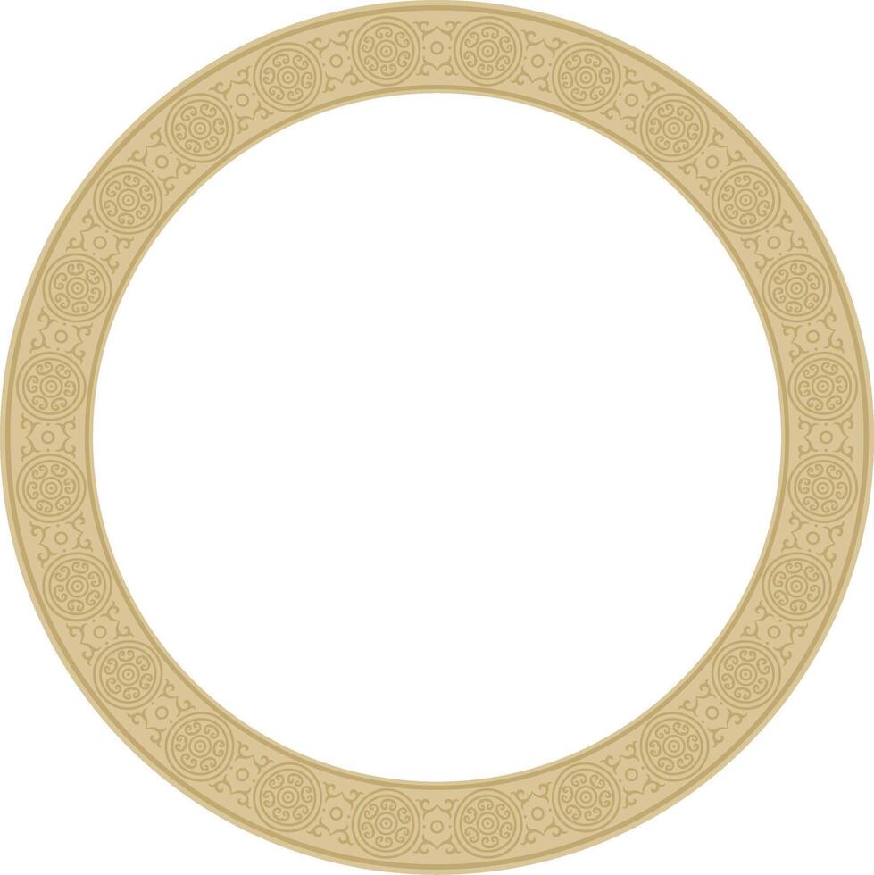 round gold ancient Russian ornament. Slavic border, frame. Circle, ring. Painting of the royal chambers. vector
