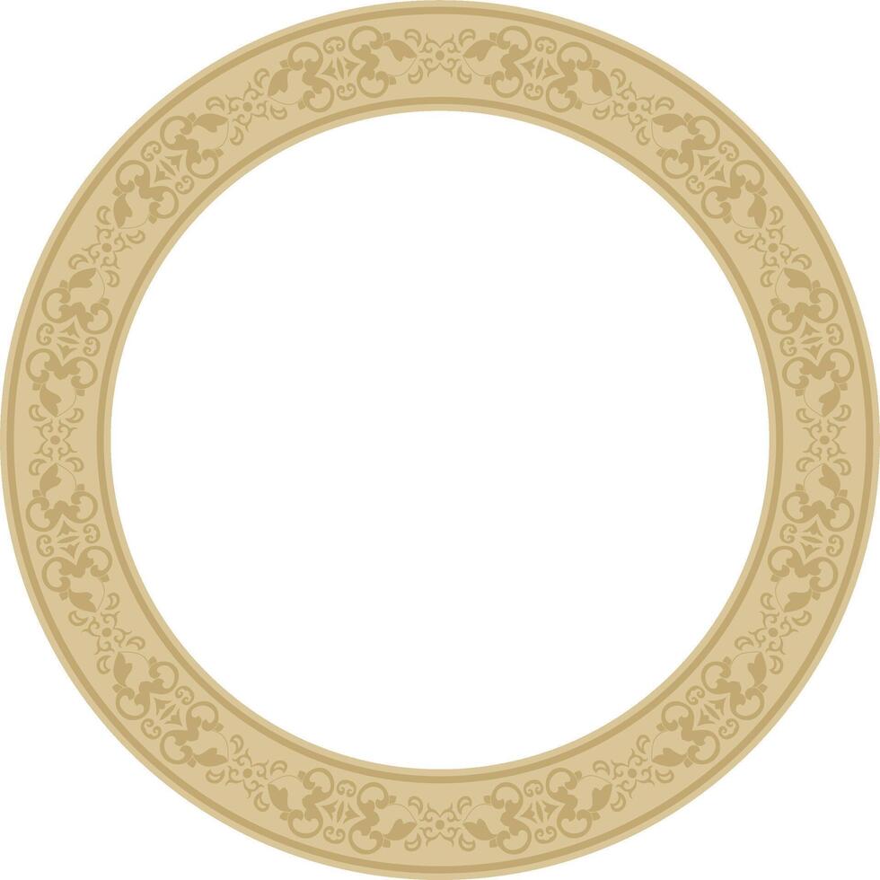 round gold ancient Russian ornament. Slavic border, frame. Circle, ring. Painting of the royal chambers. vector