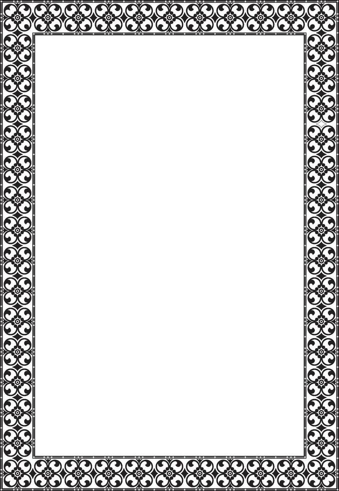 square black monochrome ancient Russian ornament. Slavic rectangle, border, frame. Painting of the royal chambers. vector