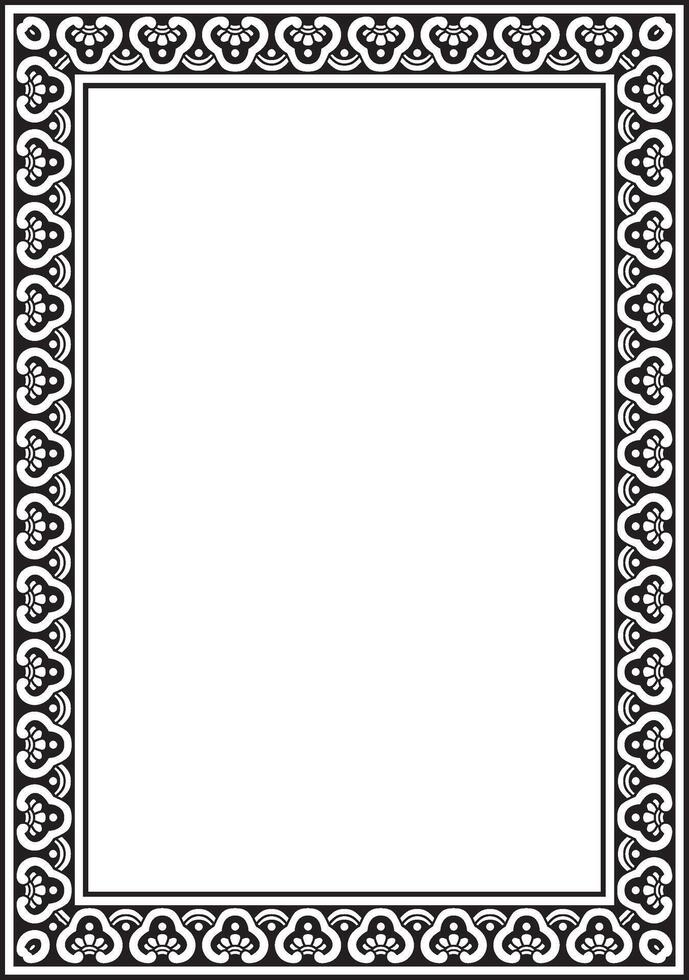black monochrome Chinese rectangle, frame. Square ornaments of oriental peoples, korea, taiwan, china, hong kong, indonesia vector