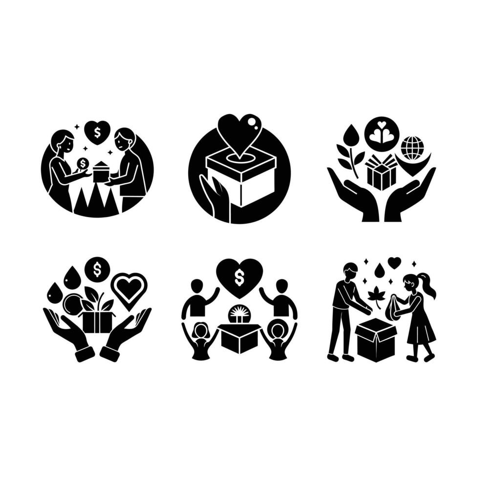 and Line Art Designs for Donations and Charity Projects vector