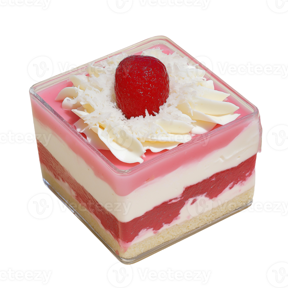 A square cake with a strawberry on top 52044646 PNG
