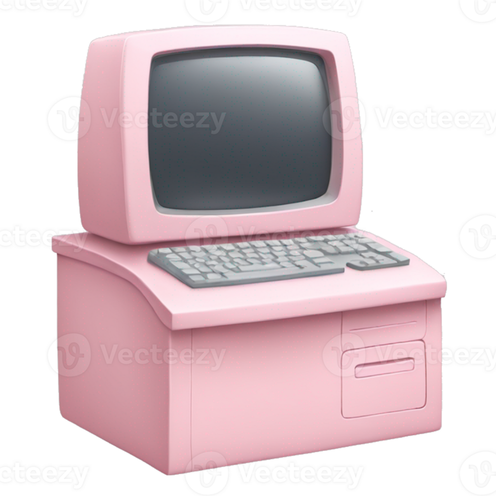 A pink computer with a keyboard and mouse png