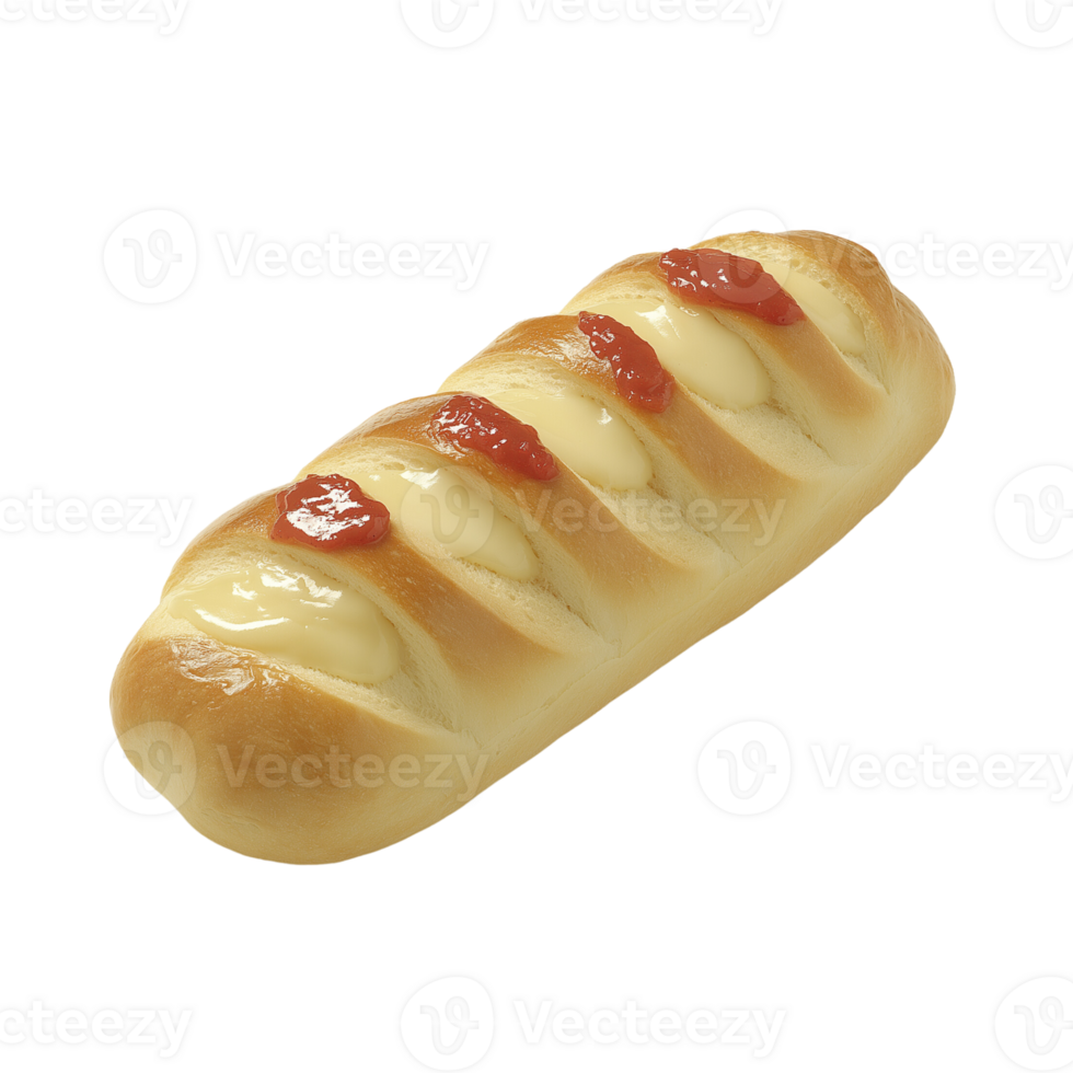 A hot dog bun with ketchup and mustard png
