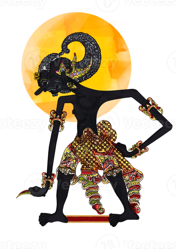 A black demon with a yellow sun on his back png