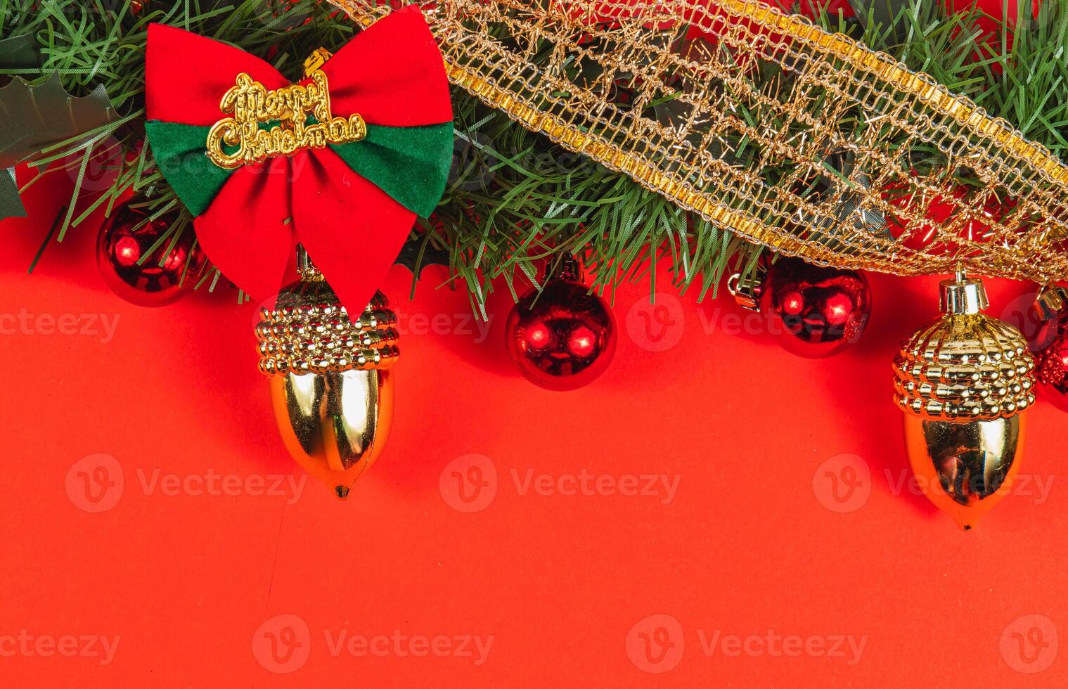 Christmas background concept with decorative branches and decorations photo