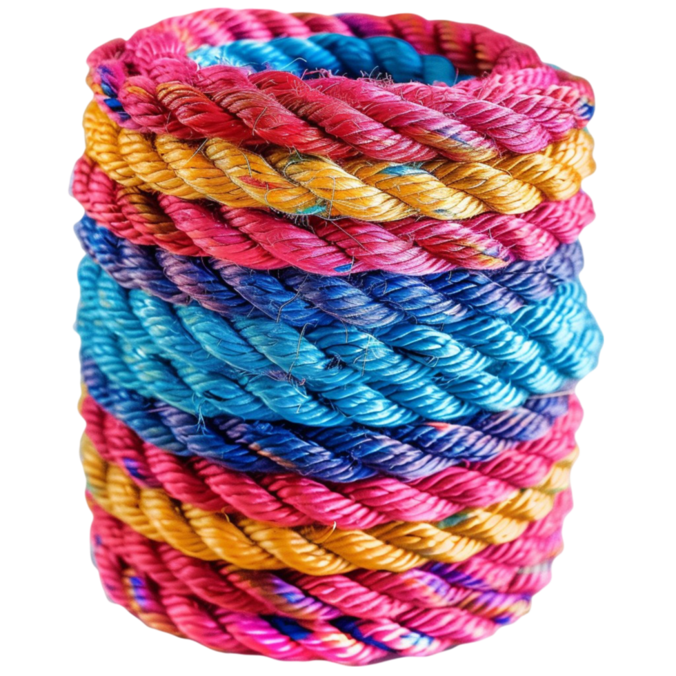 3D Colorful Twisted Rope Stack Isolated on Transparent Background png