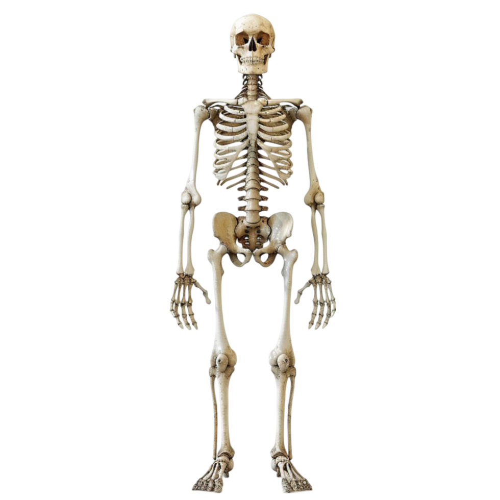 3D Human Skeleton Model Front View Isolated on Transparent Background png