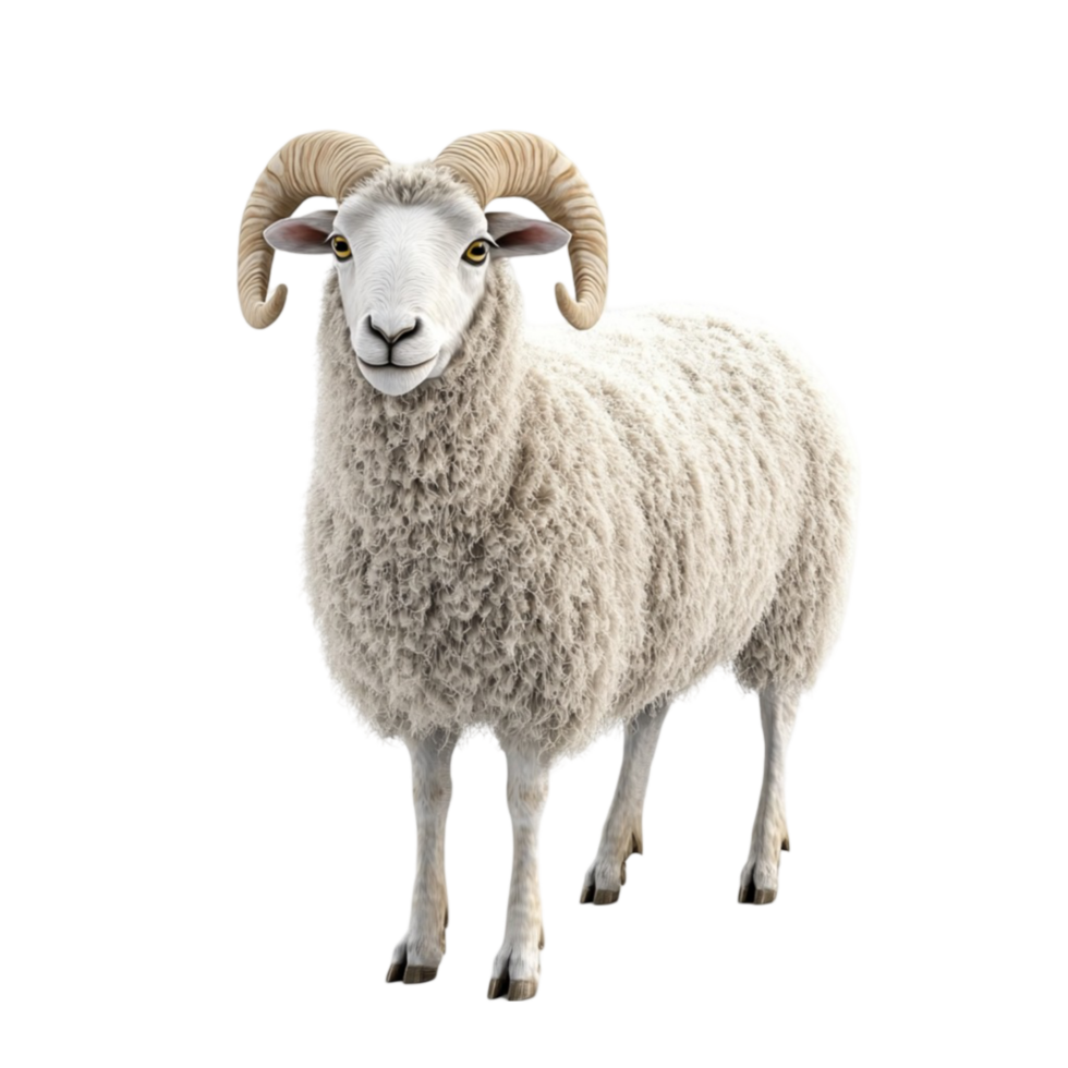 3D Realistic Ram with Curved Horns Isolated on Transparent Background png