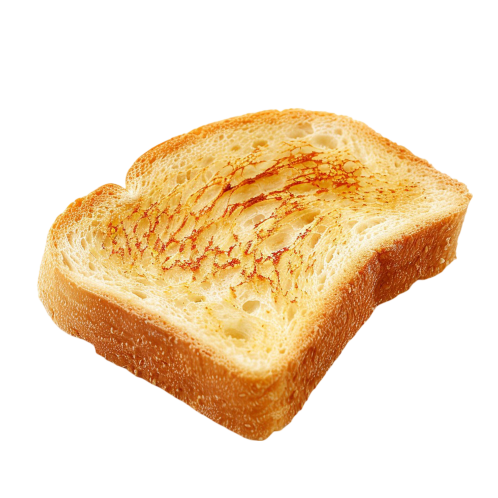 3D Angled Toasted Bread Slice Isolated on Transparent Background png