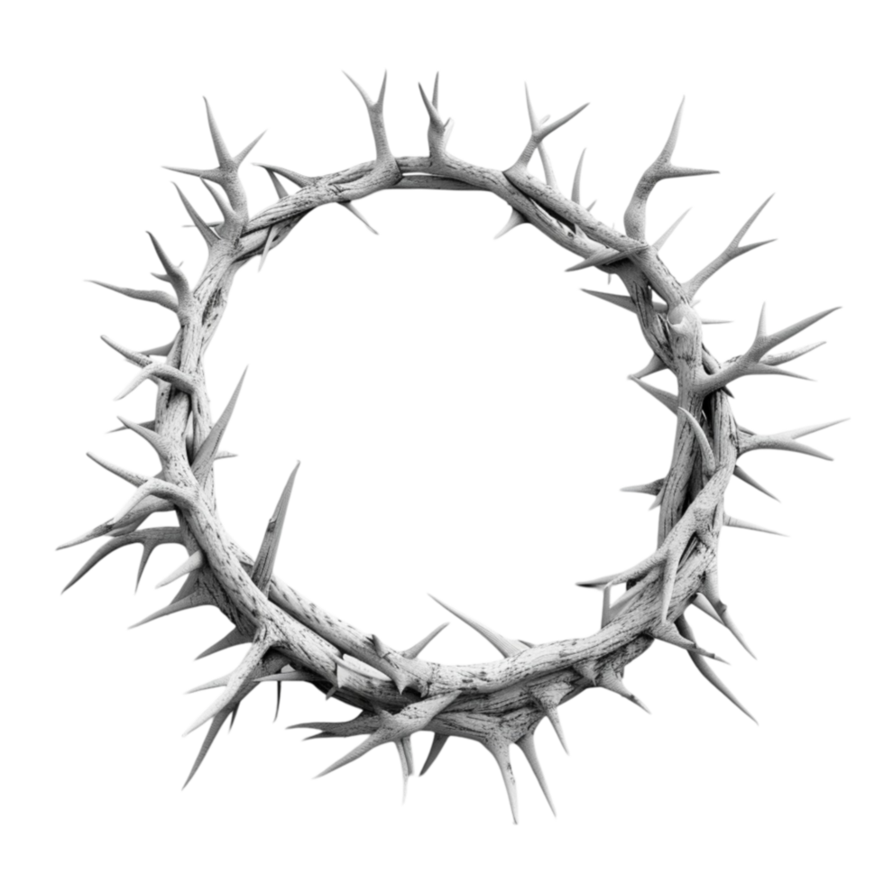 3D Gray Crown of Thorns Isolated on Transparent Background png