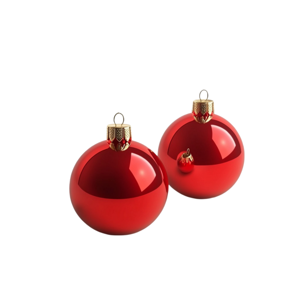 Two Red Christmas Balls Resting On A Transparent Background, Creating A Festive And Cheerful Holiday Atmosphere png