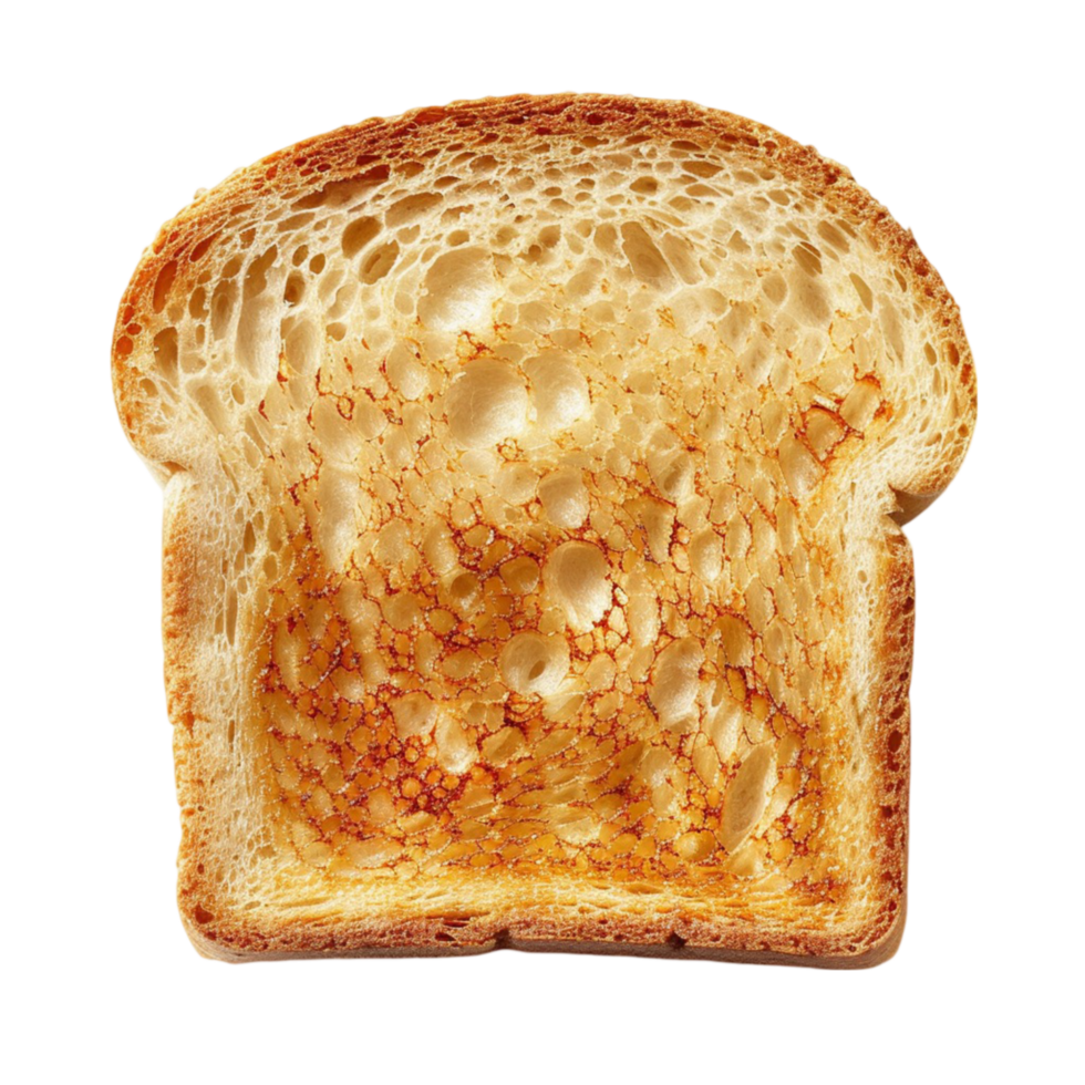 3D Top View Toasted Bread Slice Isolated on Transparent Background png