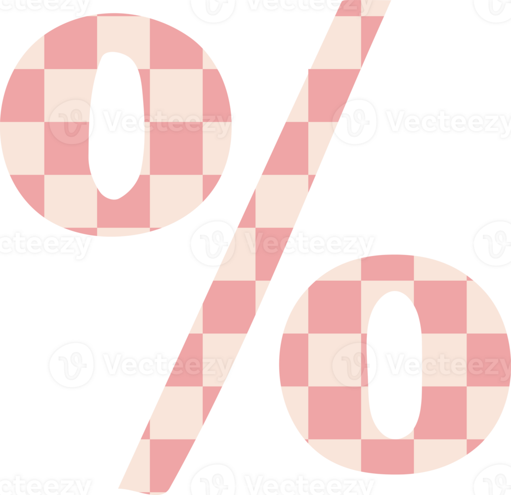 A pink and white checkered percentage symbol png
