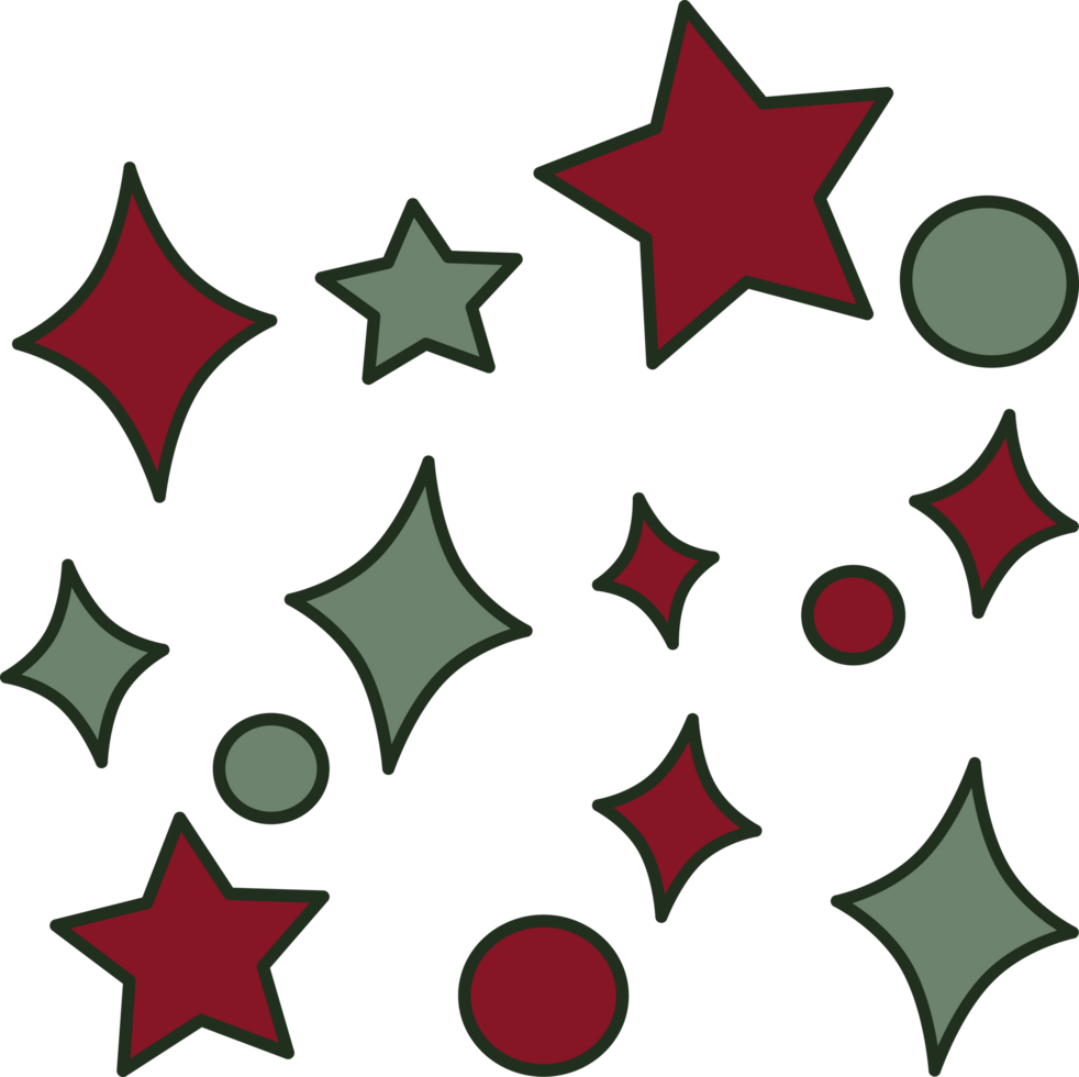 An illustration of red and green stars Christmas Decorations png