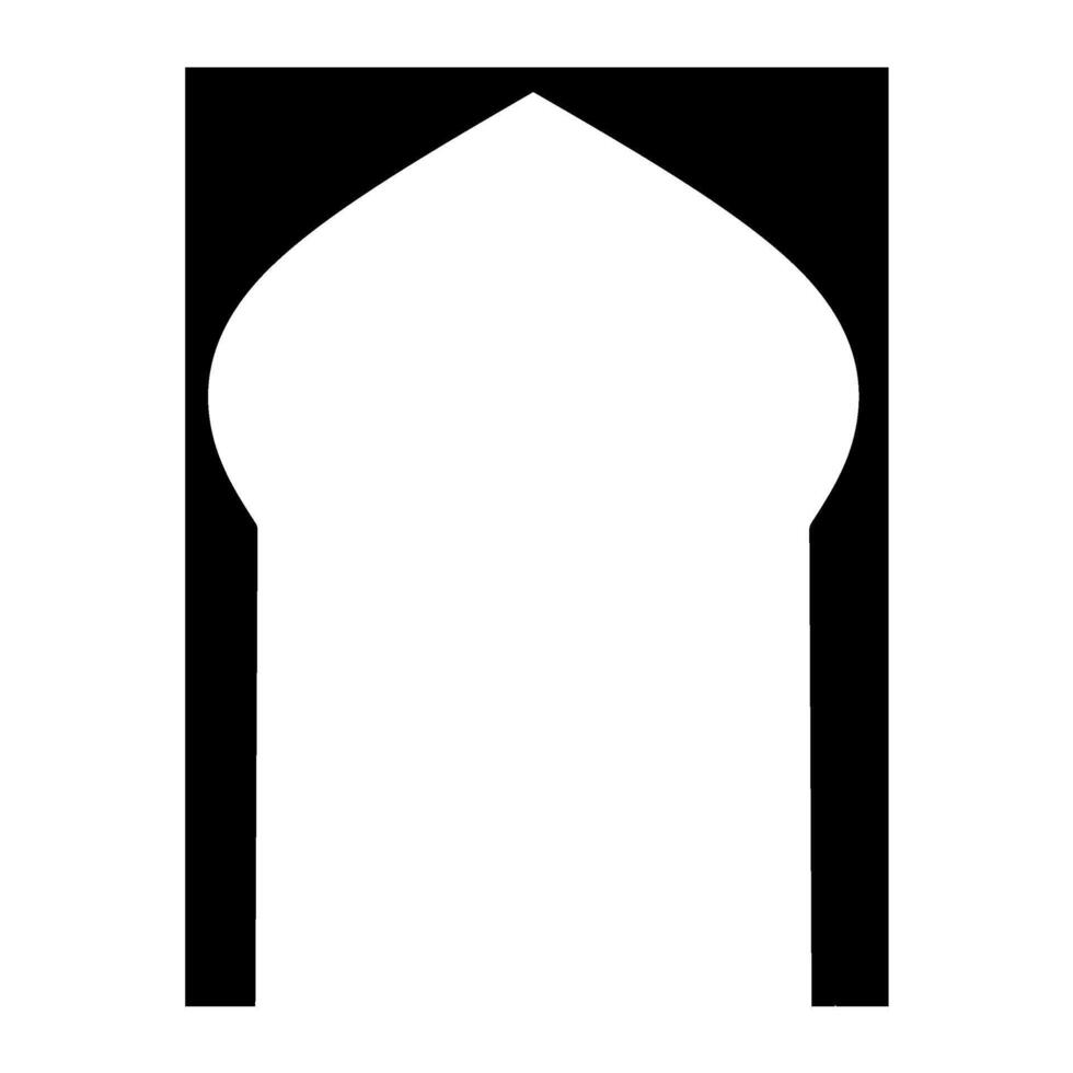 Black Mosque Door Architectural Frame, Middle Eastern and Indian Style Door and Window Architectural Icon vector