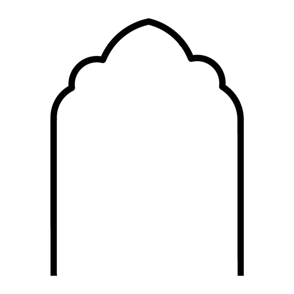 Arched Door or Window Architectural Frame, Middle Eastern Classical Style Door and Window Architectural Icon, Black Door Frame Icon Line Art vector