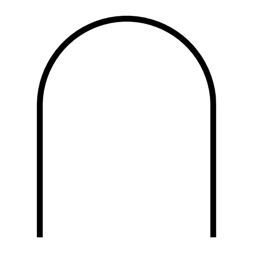 Arched Door or Window Architectural Frame, Classic Style Door and Window Architectural Icon Black Color, Line Art vector