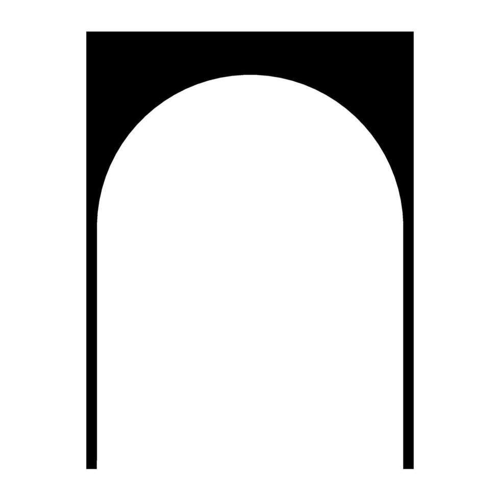 Arched Door or Window Architectural Frame, Classic Style Door and Window Architectural Icon Black Color vector