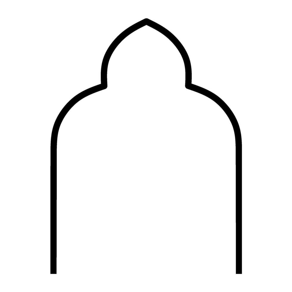 Arched Door or Window Architectural Frame, Icon of Middle Eastern Classical Style Door and Window Architecture, Line Art vector