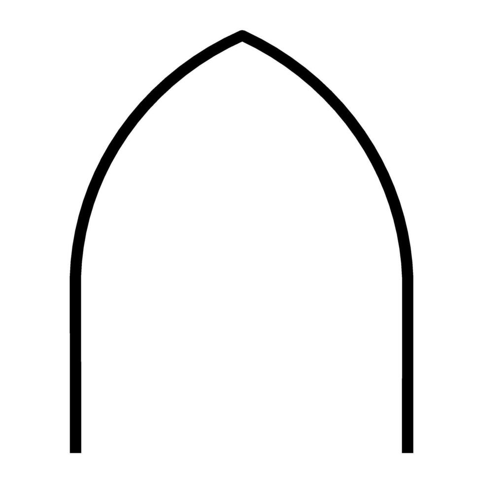 Mosque Door Architectural Frame, Classic Style Door and Window Architectural Icon, Mosque Door Frame Icon, Line Art vector