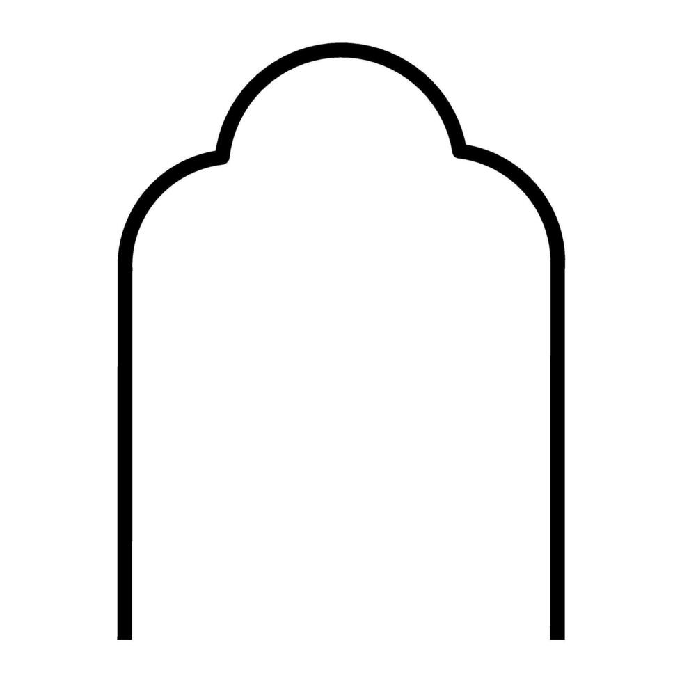 Arched Door Architectural Frame, Arabic and Indian Style Door and Window Architectural Icon, Line Art vector