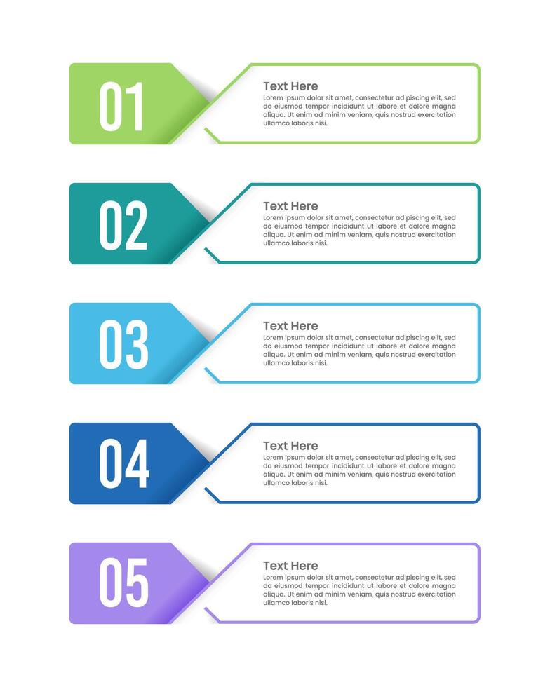 Vertical infographic 5 text labels with numbers. Business presentation, plan, marketing, banner, poster and strategy. vector