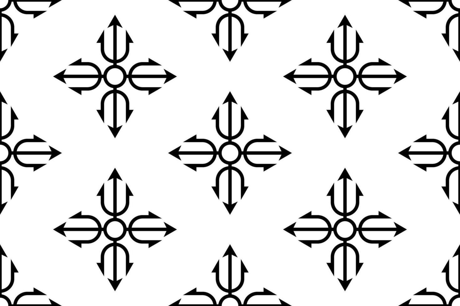 Seamless pattern with decorative trident ornament. White and black seamless pattern trident texture. vector