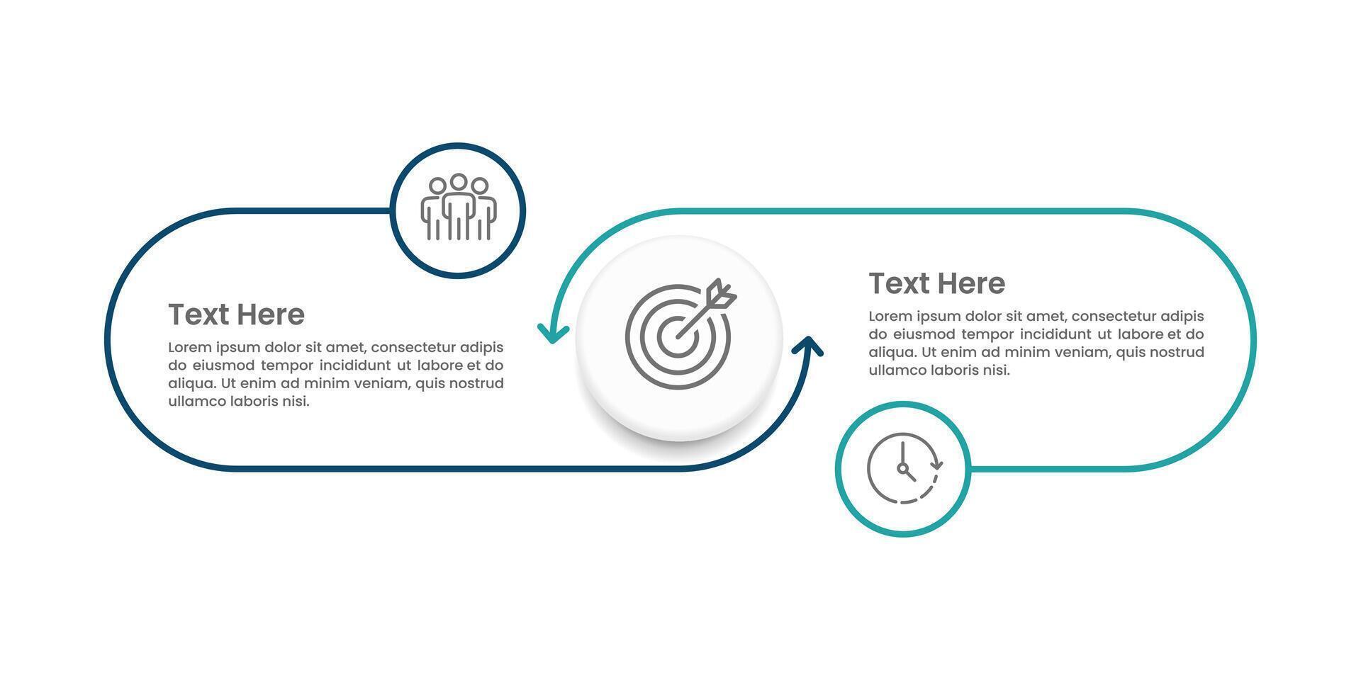 Circle and line infographics consist of 2 steps to success. Business presentation, Banner, Brochure, Marketing and Strategy. vector