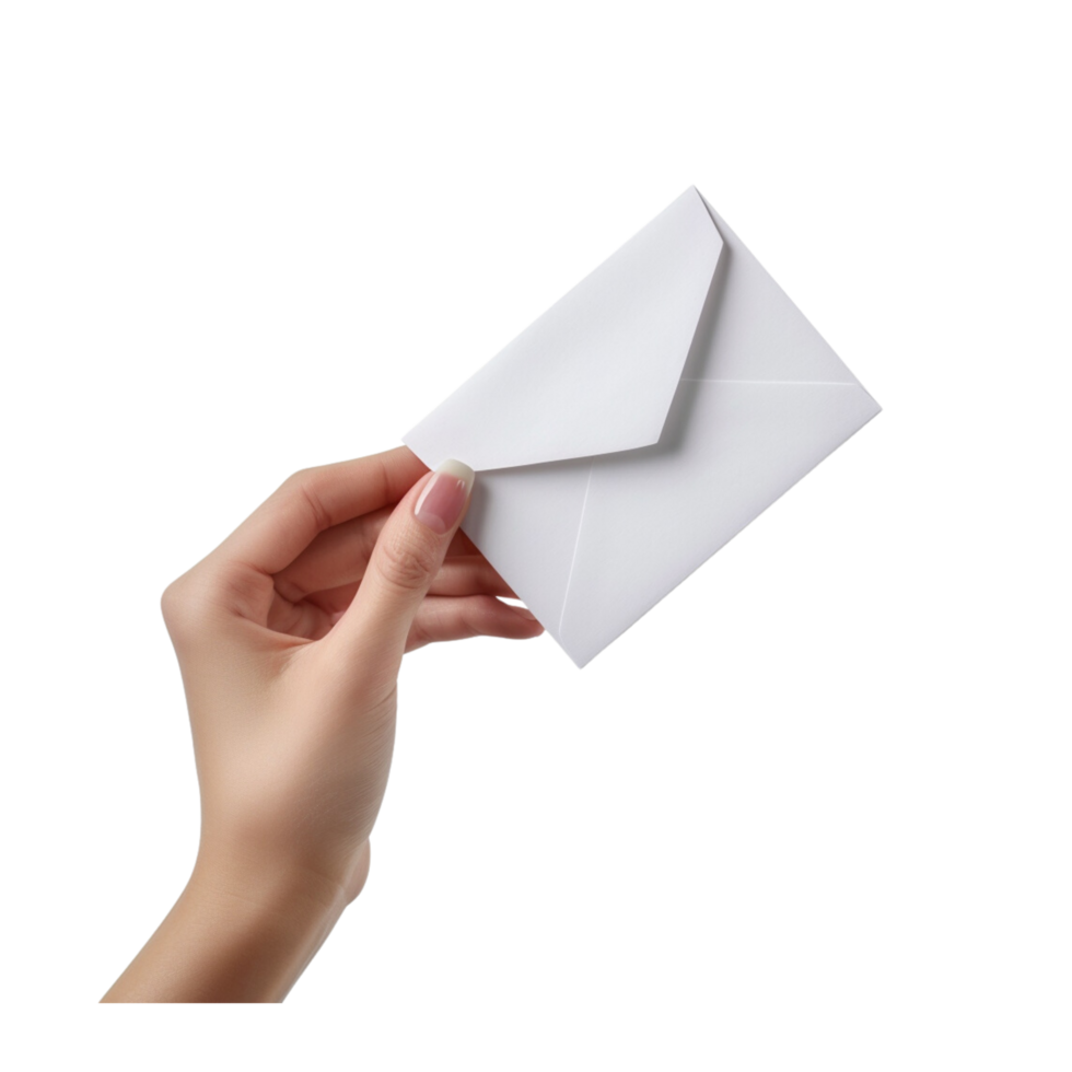 Hand Holding White Envelope Isolated on Transparent Background png